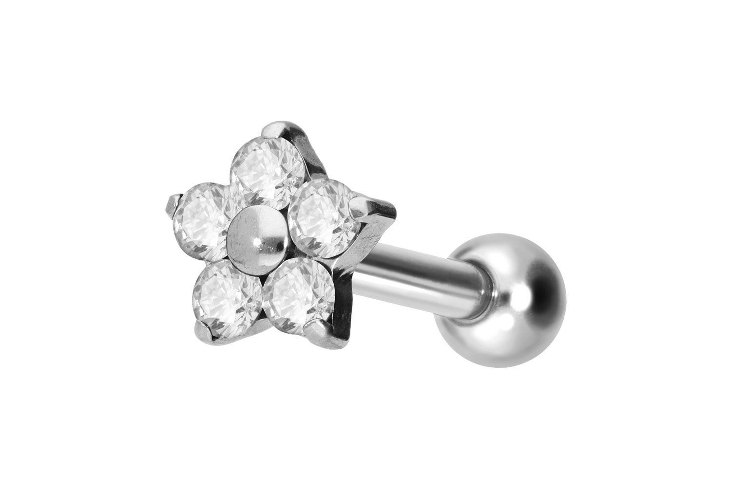 Titan Ohrpiercing mit Innengewinde KRISTALLBLUME